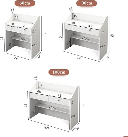 Commercial Reception Counter with Lockable Drawers, Small Reception Desk, Multifunctional Front Counter Desk for Warehouse Office Beauty Salon Restaurant