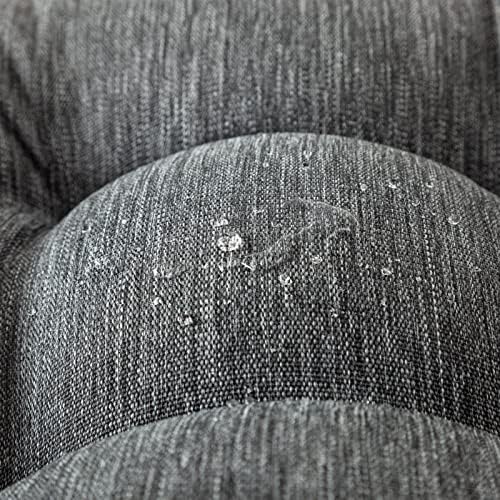 Outdoor Wicker Cushion Set of 5 - Waterproof Fade Resistant Patio Furniture Cushions, Loveseat 2 U-Shape 2 Lumbar Pillows for Porch, Bench, Backyard, Garden, Charcoal Grey,Black
