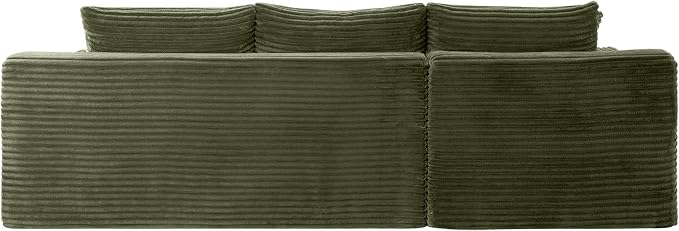 95-Inch U-Shaped Left Facing Corner Compressed Sofa Modular Sectional Boneless Cloud Sofa Floor Foam Couch W/Chaise Lounge & Ottoman, Corduroy Corner Boneless Cloud Couch