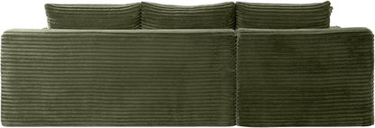 95-Inch U-Shaped Left Facing Corner Compressed Sofa Modular Sectional Boneless Cloud Sofa Floor Foam Couch W/Chaise Lounge & Ottoman, Corduroy Corner Boneless Cloud Couch