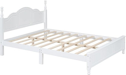 Harper & Bright Designs 3 Pieces Queen Bedroom Sets, Wooden Queen Size Platform Bed Frame with 2 Nightstands, Retro Design Queen Bedroom Furniture Sets, Easy to Assemble,White