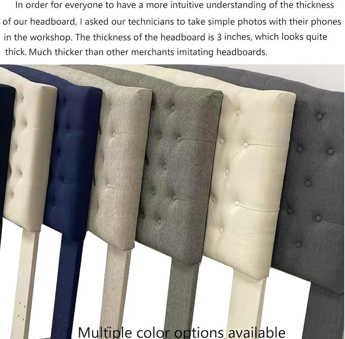 24KF Upholstered Tufted Button Linen King Headboard,Comfortable Fashional California King Headboard,Granite