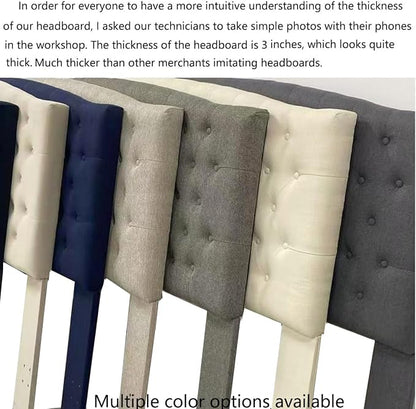24KF Upholstered Tufted Button Linen King Headboard,Comfortable Fashional California King Headboard,Granite
