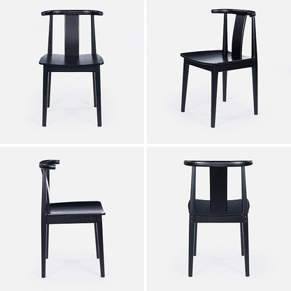 EYYTHUNG Wood Dining Chairs Set of 6, Farmhouse Mid Century Kitchen Chairs with Curved Back, Modern Wishbone Dining Chairs for Dining Room, Kitchen, Black