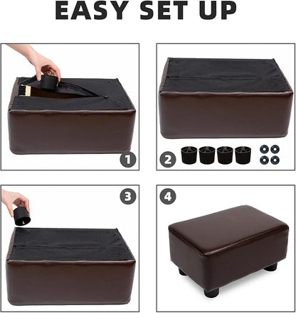 CAROLMADE Small Foot Stool Ottoman Footstool with Legs Under Desk Footrest for Living Room Bedroom and Office, Dark Brown