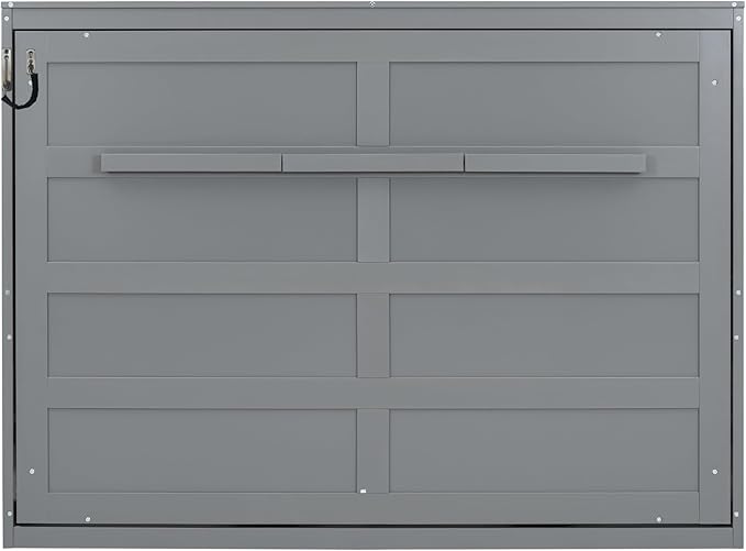 Merax Modern Farmhouse Solid Wood Murphy Bed Chest | Wall Bed with Wood Slat Support/ No Box Spring Needed/ Space Saving/ Queen,Gray