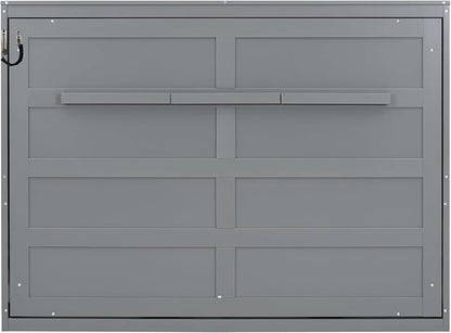 Merax Modern Farmhouse Solid Wood Murphy Bed Chest | Wall Bed with Wood Slat Support/ No Box Spring Needed/ Space Saving/ Queen,Gray