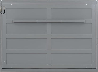 Ball & Cast Queen Size Murphy Bed,Hideaway Beds with Dual Piston Metal Folding Mechanism Designed,Wood Wall Cabinets Bedframe w/Slat Support and Storage Platform Top,Hardware Chain,for Apartment,Gray