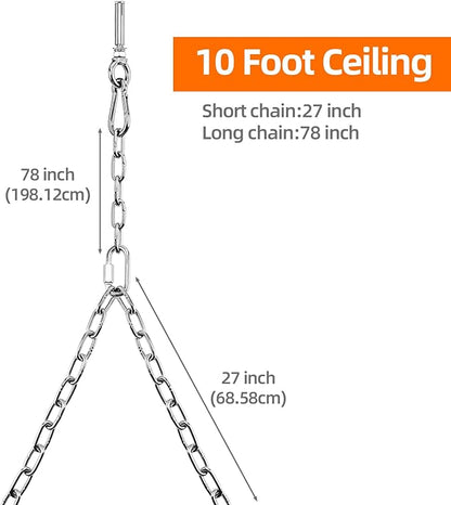 Yaeccc Heavy Duty Porch Swing Hanging Chain Kit,2 Pack Stainless Steel Porch Swing,1500 Lbs Capacity, Indoor/Outdoor Hanging Hardware (Silver, 105'' Long Chain)