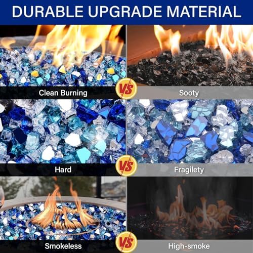 NUPICK 10 Pound Fire Glass, 1/2 Inch Reflective Fire Pit Glass Rocks