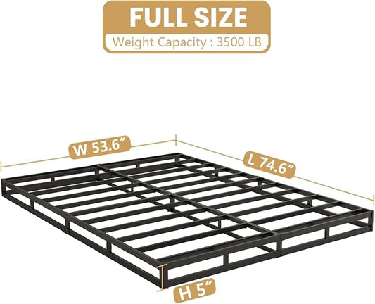 NHODIR 5 Inch Box Spring Full Size, Low Profile Metal Bed Base with Fabric Cover, Easy Assembly, Noise Free