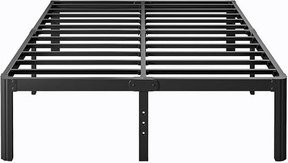 14 Inch High Platform Metal Queen Size Bed Frame, Queen Bed Frame no Box Spring Needed, Easy Assembly, Heavy Duty, Noise Free, Black