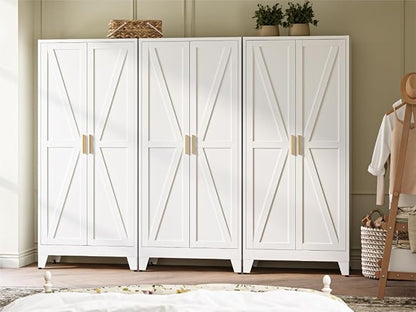 COFaR Metal Armoire Wardrobe Closet with Doors and Shelves & Hanging Rod, 71" Tall Freestanding Wardrobe Storage Cabinet, Bedroom Armoires,Steel Wardrobe Cabinet for Cloak Room,Laundry Room,Gym,Office