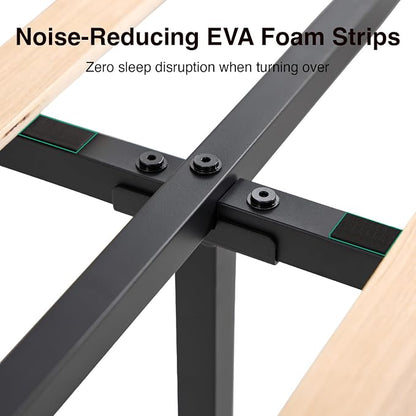 Novilla King Bed Frame, King Bed Frame and Headboard, Velvet Upholstered Wing Side Headboard, No Box Spring Needed, Heavy Duty Feet, Easy Assembly, Black Velvet