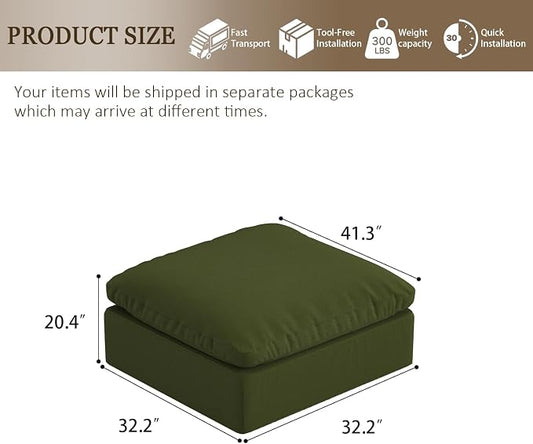Oversize Cloud Modular Sectional Sofa,Chaise Down Filled Comfort Sofa Detachable Couch Cushion Covers for Living Room Apartment,Green