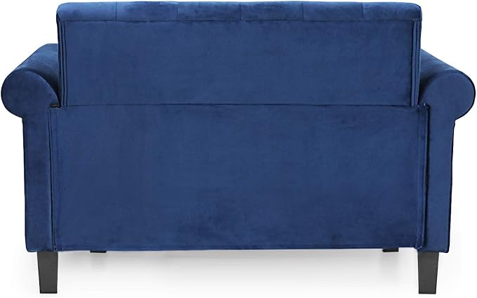 Furinno Bastia Vintage Modern Chesterfield Button Tufted Loveseat/Sofa Couch for Living Room, Navy Velvet