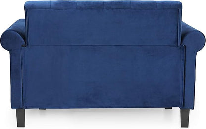 Furinno Bastia Vintage Modern Chesterfield Button Tufted Loveseat/Sofa Couch for Living Room, Navy Velvet