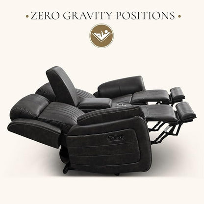 Power Loveseat Recliner Sofa with Zero Gravity, Adjustable Headrest, Power Reclining Loveseat with Console, Dual Ports, Electric Reclining Couch for Living Room (Charcoal, Loveseat)