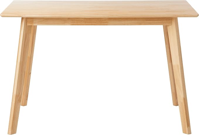 Amazon Basics FSC Certified Sturdy Solid Wood Rectangular Dining Table, Easy Assembly, Kitchen Table, 29.5"D x 47.2"W x 29.5"H, Natural Wood