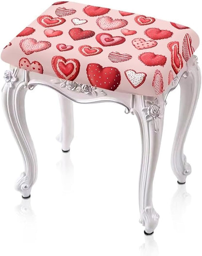 Pink Bar Stool Covers Mothers Day Heart Bar Stool Cover Rectangle Set of 2 Stretch Vanity Chair Cover for Living Room Kitchen Counter Foot Bench Covers Rectangular