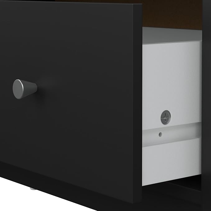 Tvilum Portland Black 3-Piece Bedroom Set - 6 Drawer Double Dresser and Nightstand Set of 2