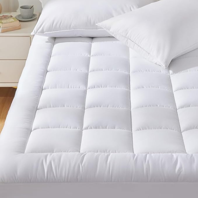 CozyLux California King Size Mattress Pad Pillow Top Cotton Cooling Mattress Topper 8-21" Deep Pocket Mattress Cover Quilted Fitted Cooling 450GSM Mattress Protector (72x84 inch,White)