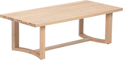Merax Patio Acacia Wood Coffee Table with Slatted Tabletop Design, Outdoor All-Weather Center Tables for Porch, Lawn, Backyard, Balcony, Easy Assemble,Light Teak
