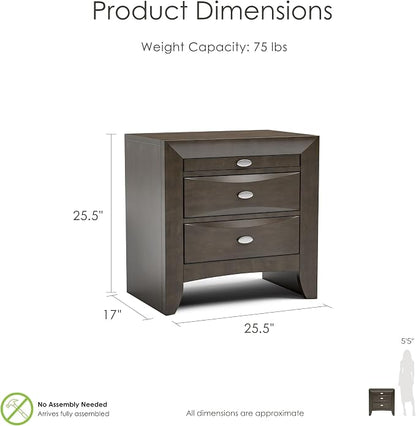 Furniture of America Darius Transitional Solid Wood 3-Piece King Platform Bedroom Set with Drawers, Bookcase Headboard and Knob Pulls, Mattress Ready, Gray