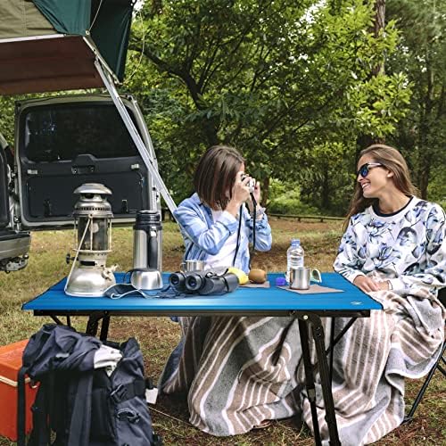 VILLEY Portable Camping Table with Adjustable Legs, Aluminum Folding Table