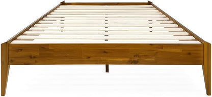 Bme Dinkee 15 Inch Signature Bed Frame Without Headboard - Modern & Minimalist Style with Acacia Wood - 12 Strong Wood Slat Support - Easy Assembly - No Box Spring Needed - Caramel, Full