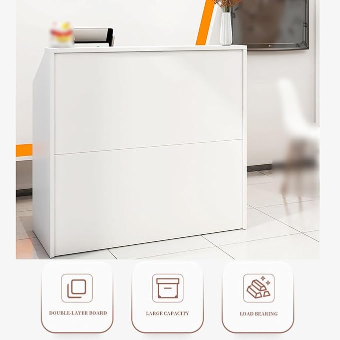 Commercial Reception Counter with Lockable Drawers, Small Reception Desk, Multifunctional Front Counter Desk for Warehouse Office Beauty Salon Restaurant