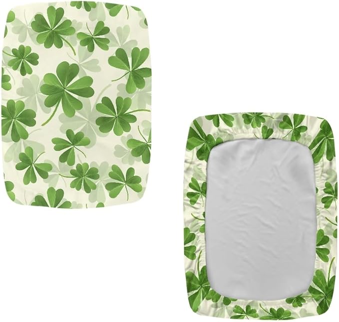 Bar Stool Covers St Patricks Day Bar Stool Covers Rectangle Set of 2 Stretch Vanity Chair Cover for Living Room Kitchen Counter Foot Stool Covers Rectangular Lucky Leaf