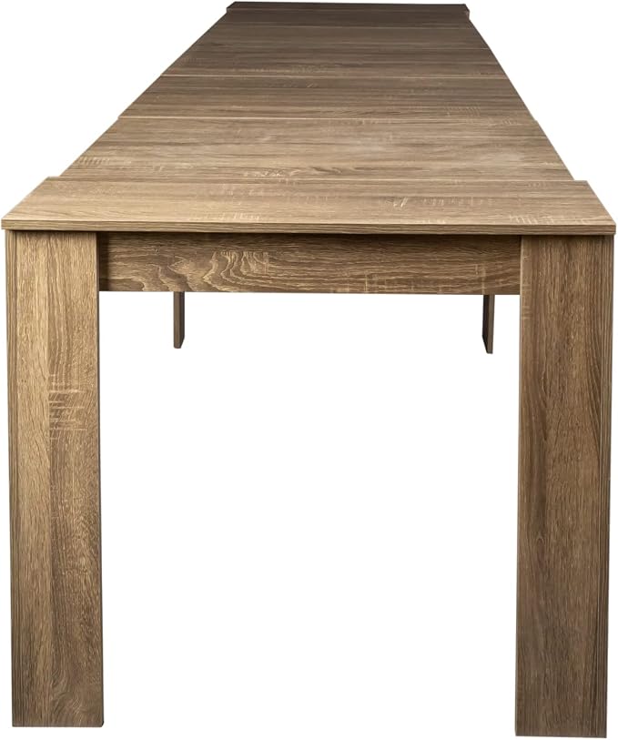 Extendable Console Table, Brown MDF Wood, 118" Dining/Desk, Space-Saving Design, Versatile for Home/Office, Easy Assembly. Perfect for Any Environment.