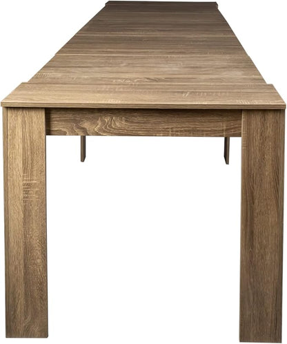 Extendable Console Table, Brown MDF Wood, 118" Dining/Desk, Space-Saving Design, Versatile for Home/Office, Easy Assembly. Perfect for Any Environment.