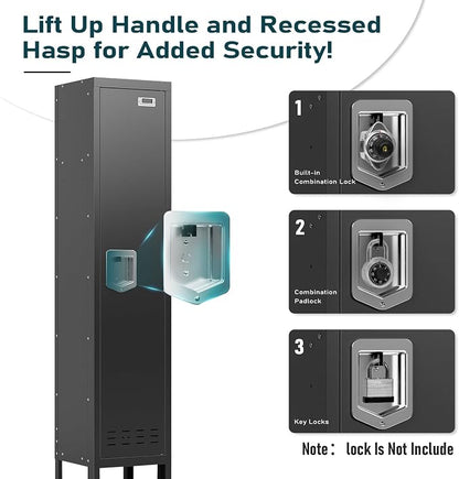 BUTISOW Metal Lockers - 66" Height Steel Lockers for Employees with Door Storage Locker with Card Slot for Employees Gym School Home Office Garage - Assembly Required