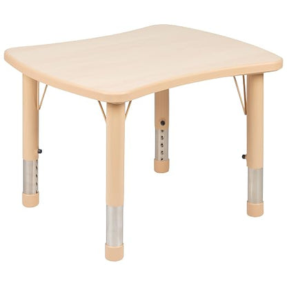 EMMA + OLIVER 21.875" W x 26.625" L Natural Plastic Adjustable Activity Table-School Table for 4