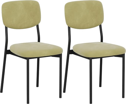 Einhomn Upholstered Dining Chairs Set, Modern Stackable Dining Room Chairs with Soft Velvet Backrest, Kitchen Chairs with Sturdy Metal Legs for Living Room, Restaurant, Set of 2,Light Green