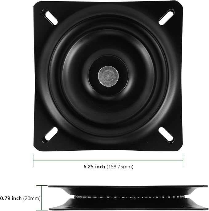 HAKZEON 4 Pack Heavy Duty Bar Stool Swivel Plate, 6.25 Inch Square, 300 lbs Capacity, Black