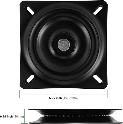 HAKZEON 4 Pack Heavy Duty Bar Stool Swivel Plate, 6.25 Inch Square, 300 lbs Capacity, Black