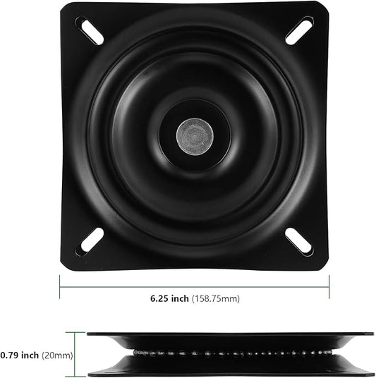 HAKZEON 4 Pack Heavy Duty Bar Stool Swivel Plate, 6.25 Inch Square, 300 lbs Capacity, Black
