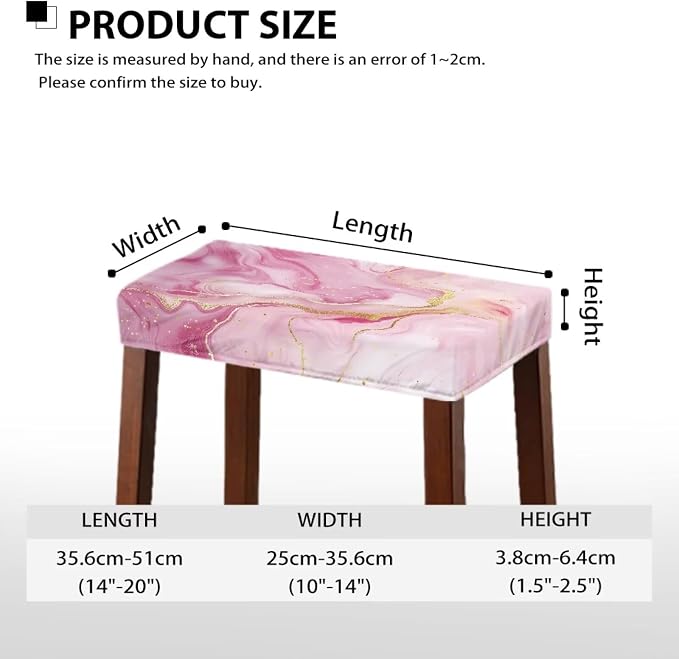 Pink Marble Print Bar Stool Seat Covers Rectangle Stool Covers Set of 2 Bench Covers Slipcover Rectangle Stretch Counter Height Bar Stools Slipcovers Counter Stool Covers Saddle Seat Cover