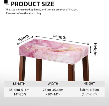 Pink Marble Print Bar Stool Seat Covers Rectangle Stool Covers Set of 2 Bench Covers Slipcover Rectangle Stretch Counter Height Bar Stools Slipcovers Counter Stool Covers Saddle Seat Cover