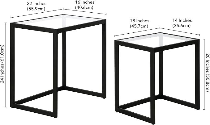 Henn&Hart Rectangular Nested Side Table in Blackened Bronze, Table for Living Room, Bedroom