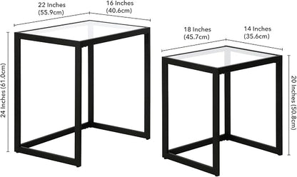 Henn&Hart Rectangular Nested Side Table in Blackened Bronze, Table for Living Room, Bedroom