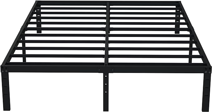 EMODA Queen Bed Frame No Box Spring Needed 14 Inch Heavy Duty Metal Platform BedFrame Queen Size with Steel Slats, Easy Assembly, Black