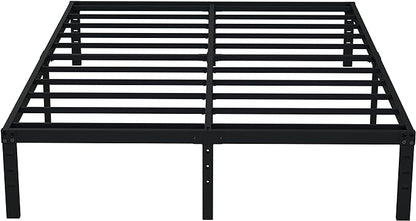 EMODA Queen Bed Frame No Box Spring Needed 14 Inch Heavy Duty Metal Platform BedFrame Queen Size with Steel Slats, Easy Assembly, Black