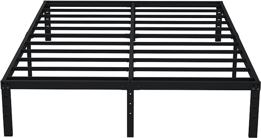 EMODA Queen Bed Frame No Box Spring Needed 14 Inch Heavy Duty Metal Platform BedFrame Queen Size with Steel Slats, Easy Assembly, Black
