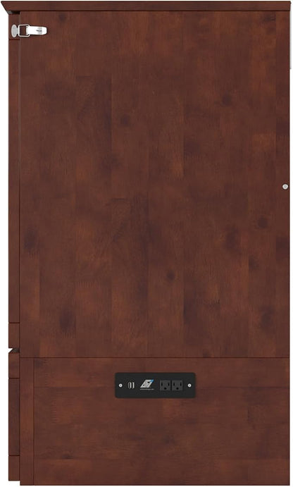 AFI, Southampton Murphy Bed Chest Queen with 6" Mattress, Storage Drawer & Built-in USB Charger, Walnut