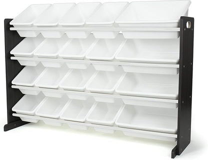 Humble Crew Toy Storage Organizer with 20 Removable Storage Bins for Kids Playroom, 4-Tier Toddler Toy Organization and Storage, Espresso/White