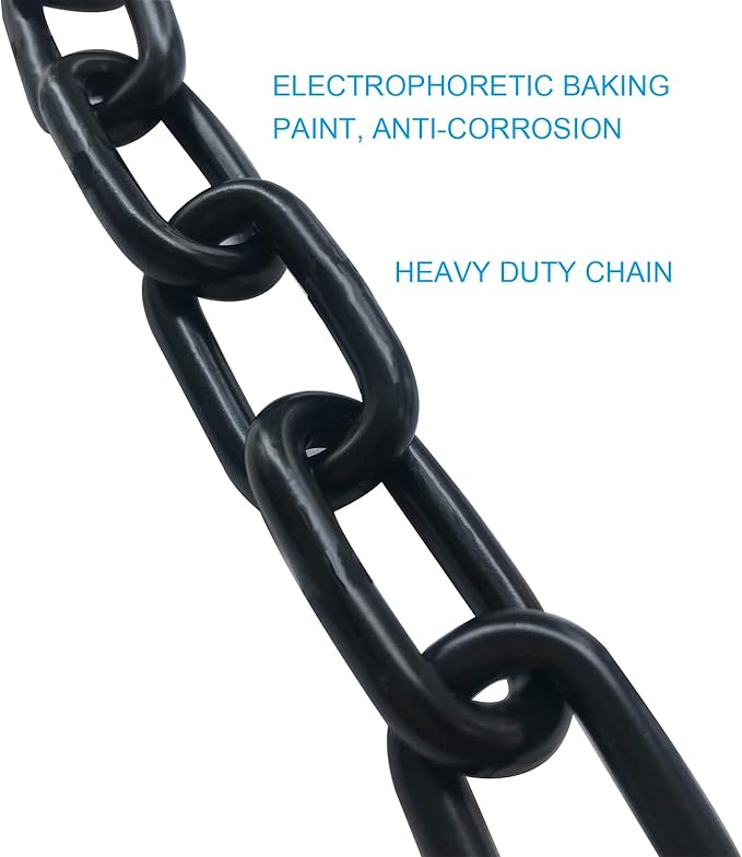 2Pcs Black Heavy Duty Hanging Chains with 4 Carabiners, Chair Hardware for Indoor Outdoor Playground Hammock Punching Bags 800 LB Capacity Small Chain Double Clips (Black Metal-1 PCS)